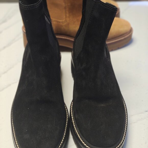 Tory Burch Suede Chelsea Boots – Black & Camel (Like New!) - Picture 5 of 8